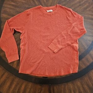 Lucky Brand Men's Orange Long Sleeve Knit Shirt Size XL 100% Cotton